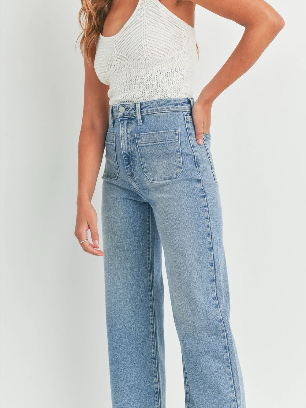Just Black Light Blue High-Rise Wide-Leg Jeans - Picture 4 of 4